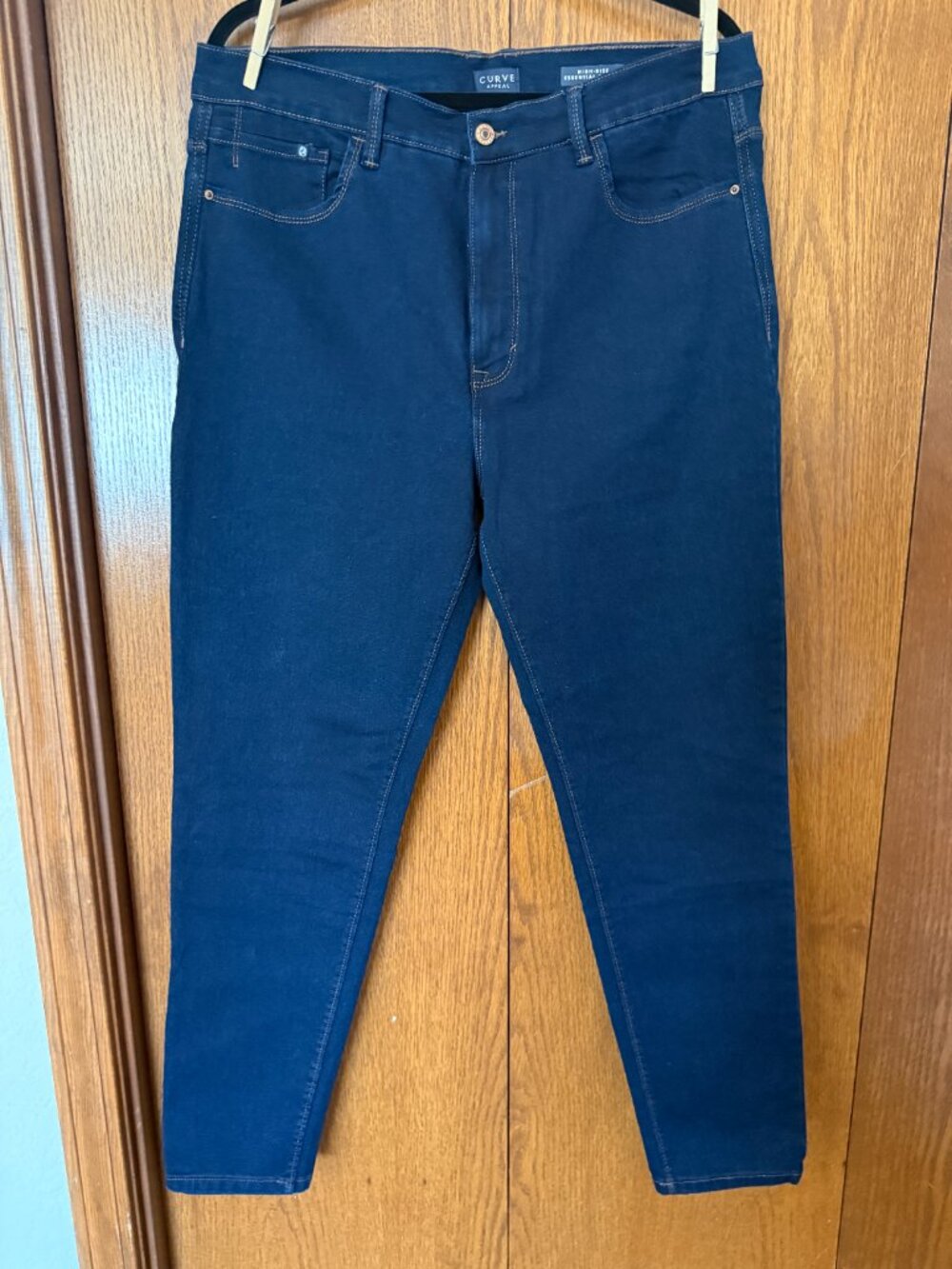 Curve Appeal High Rise Essential Skinny Jeans 16/33 Dark Blue Stretch Denim